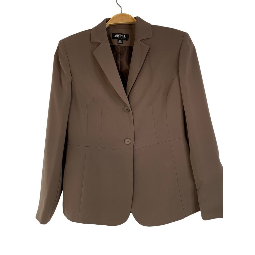 Kasper Petite Two-Button Blazer Taupe Brown Lined Size 4P NWT RU10303 $128